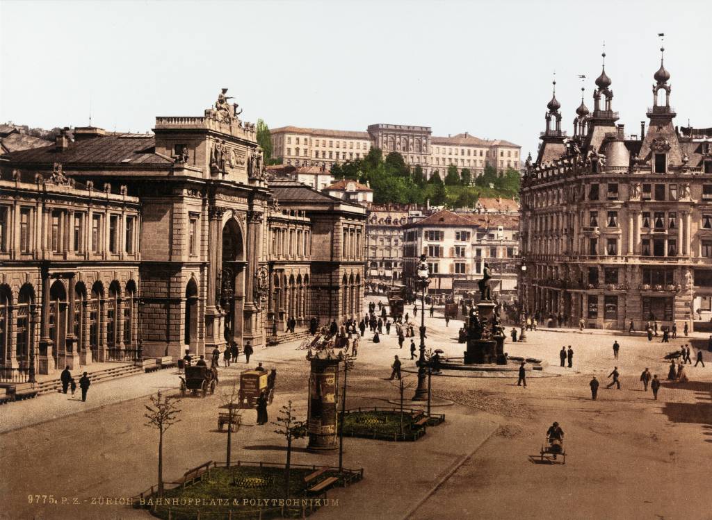 Zürich, Bahnhofplatz und Polytechnikum, 1899